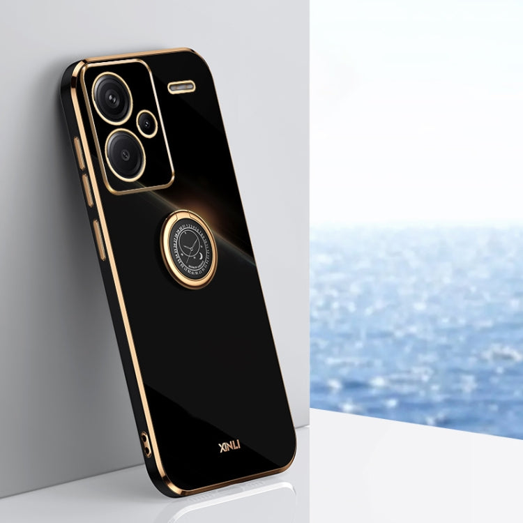 For Xiaomi Redmi Note 13 Pro+ XINLI Straight Edge 6D Electroplate TPU Phone Case with Ring Holder(Black) - Note 13 Pro+ Cases by XINLI | Online Shopping South Africa | PMC TechLife | Buy Now Pay Later Mobicred