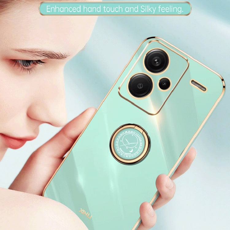 For Xiaomi Redmi Note 13 Pro+ XINLI Straight Edge 6D Electroplate TPU Phone Case with Ring Holder(Black) - Note 13 Pro+ Cases by XINLI | Online Shopping South Africa | PMC TechLife | Buy Now Pay Later Mobicred