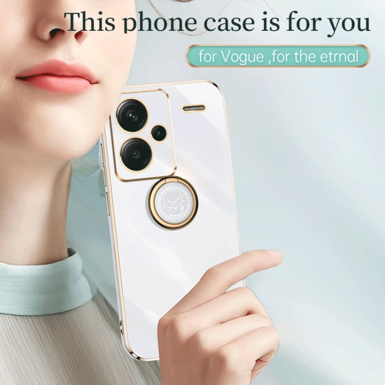 For Xiaomi Redmi Note 13 Pro+ XINLI Straight Edge 6D Electroplate TPU Phone Case with Ring Holder(White) - Note 13 Pro+ Cases by XINLI | Online Shopping South Africa | PMC TechLife | Buy Now Pay Later Mobicred