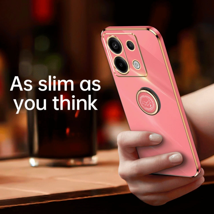 For Xiaomi Redmi Note 13 Pro XINLI Straight Edge 6D Electroplate TPU Phone Case with Ring Holder(White) - Note 13 Pro Cases by XINLI | Online Shopping South Africa | PMC TechLife | Buy Now Pay Later Mobicred