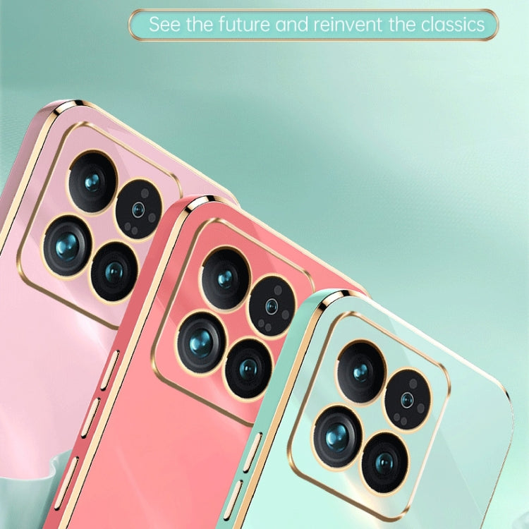 For Xiaomi 14 XINLI Straight Edge 6D Electroplate TPU Phone Case with Ring Holder(Black) - 14 Cases by XINLI | Online Shopping South Africa | PMC TechLife | Buy Now Pay Later Mobicred