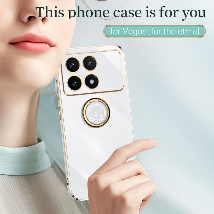 For Xiaomi Redmi K70E XINLI Straight Edge 6D Electroplate TPU Phone Case with Ring Holder(Black) - Xiaomi Cases by XINLI | Online Shopping South Africa | PMC TechLife | Buy Now Pay Later Mobicred