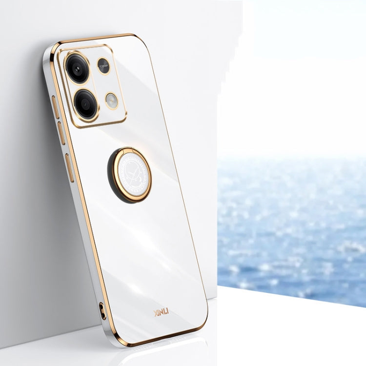 For Xiaomi Redmi Note 13 Pro 4G XINLI Straight Edge 6D Electroplate TPU Phone Case with Ring Holder(White) - free shipping - PMC TechLife - Order now!