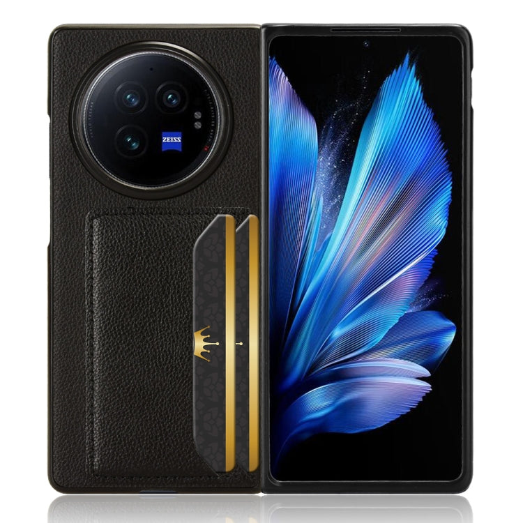 For vivo X Fold3 Litchi Texture Card Slots Back Cover Phone Case(Black) - vivo Cases by PMC Jewellery | Online Shopping South Africa | PMC Jewellery | Buy Now Pay Later Mobicred