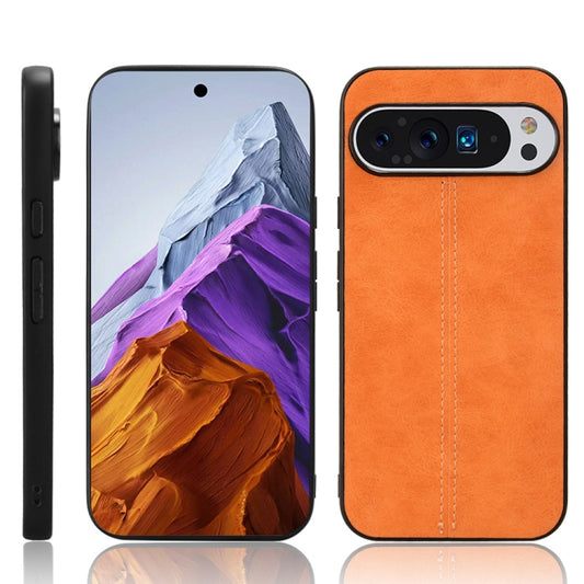 For Google Pixel 9 Sewing Cow Pattern Skin PC + PU + TPU Phone Case(Orange) - Google Cases by PMC Jewellery | Online Shopping South Africa | PMC Jewellery | Buy Now Pay Later Mobicred