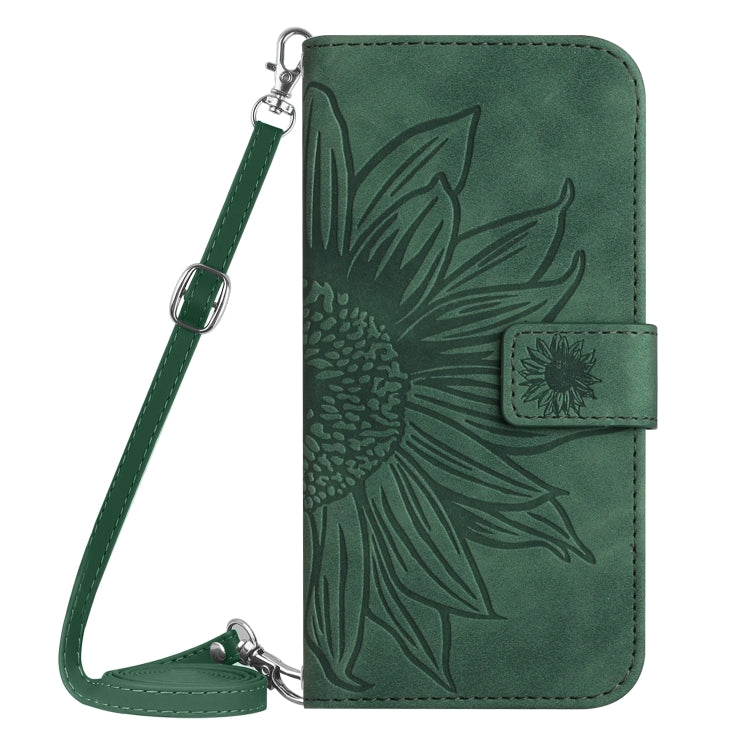 For Xiaomi Poco F5 Skin Feel Sun Flower Embossed Flip Leather Phone Case with Lanyard(Green) - Xiaomi Cases by PMC Jewellery | Online Shopping South Africa | PMC Jewellery | Buy Now Pay Later Mobicred