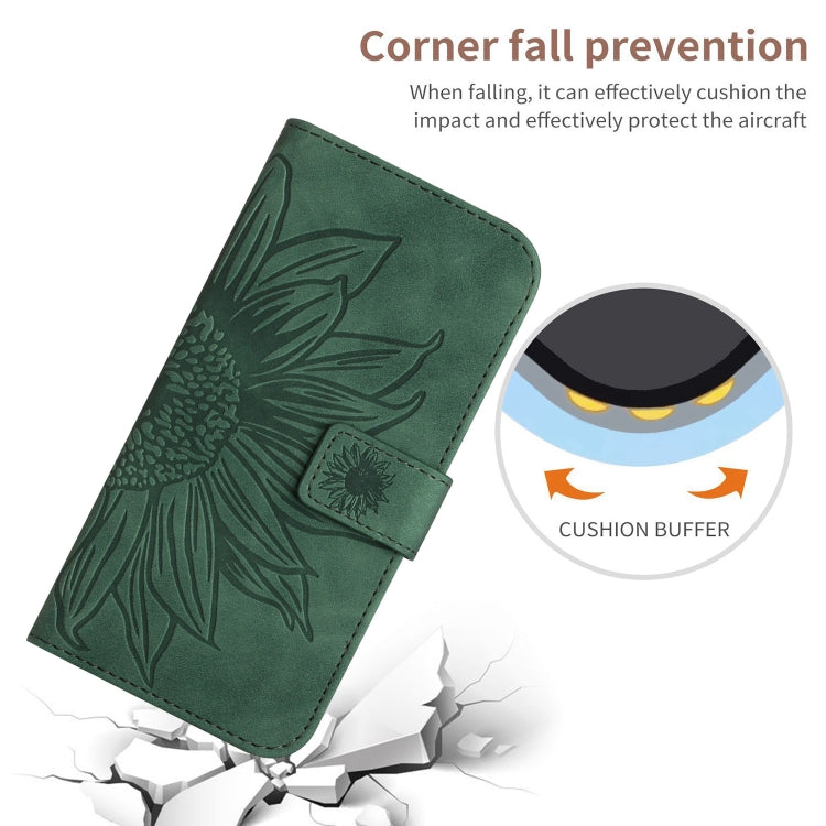 For Xiaomi Redmi 12 4G Global Skin Feel Sun Flower Embossed Flip Leather Phone Case with Lanyard(Green) - Xiaomi Cases by PMC Jewellery | Online Shopping South Africa | PMC Jewellery | Buy Now Pay Later Mobicred