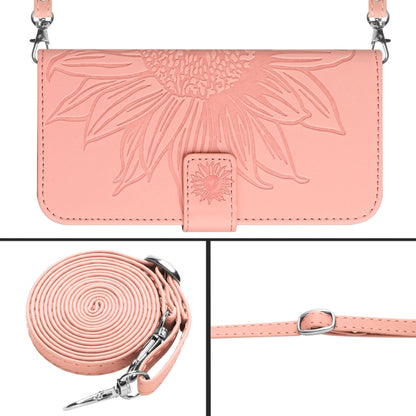 For Xiaomi Redmi 12 4G Global Skin Feel Sun Flower Embossed Flip Leather Phone Case with Lanyard(Pink) - Xiaomi Cases by PMC Jewellery | Online Shopping South Africa | PMC Jewellery | Buy Now Pay Later Mobicred