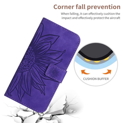 For Xiaomi Redmi 12 5G Skin Feel Sun Flower Embossed Flip Leather Phone Case with Lanyard(Dark Purple) - Xiaomi Cases by PMC Jewellery | Online Shopping South Africa | PMC Jewellery | Buy Now Pay Later Mobicred