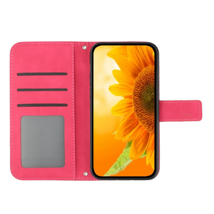 For Xiaomi 13T / 13T Pro Skin Feel Sun Flower Embossed Flip Leather Phone Case with Lanyard(Rose Red) - Xiaomi Cases by PMC Jewellery | Online Shopping South Africa | PMC Jewellery | Buy Now Pay Later Mobicred