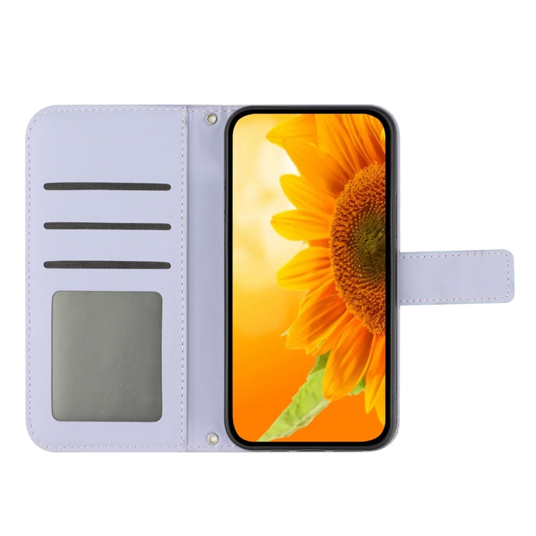 For Xiaomi Redmi A3 Skin Feel Sun Flower Embossed Flip Leather Phone Case with Lanyard(Purple) - Xiaomi Cases by PMC Jewellery | Online Shopping South Africa | PMC Jewellery | Buy Now Pay Later Mobicred