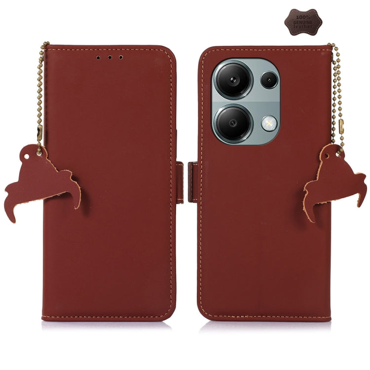 For Xiaomi Redmi Note 13 Pro 4G / POCO M6 Pro 4G Genuine Leather Magnetic RFID Leather Phone Case(Coffee) - free shipping - PMC TechLife - Order now!