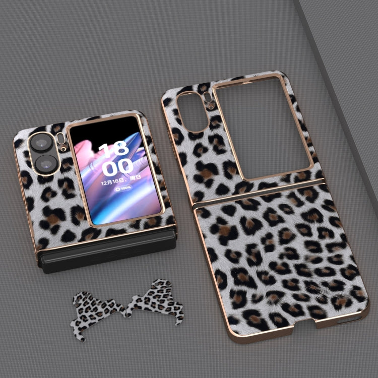 For OPPO Find N2 Flip Nano Plating Leopard Texture Phone Case(Silver Leopard) - Find N2 Flip Cases by PMC TechLife | Online Shopping South Africa | PMC TechLife | Buy Now Pay Later Mobicred