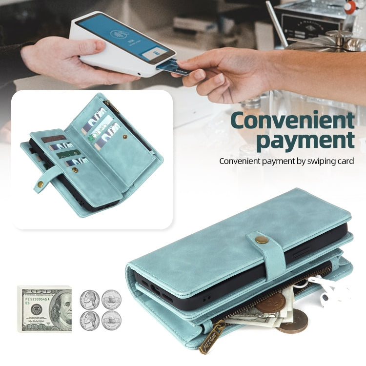 For Samsung Galaxy A33 5G Zipper Wallet Detachable MagSafe Leather Phone Case(Blue) - Galaxy Phone Cases by PMC TechLife | Online Shopping South Africa | PMC TechLife