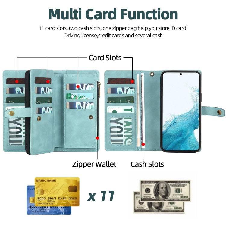 For Samsung Galaxy A53 5G Zipper Wallet Detachable MagSafe Leather Phone Case(Blue) - Galaxy Phone Cases by PMC TechLife | Online Shopping South Africa | PMC TechLife