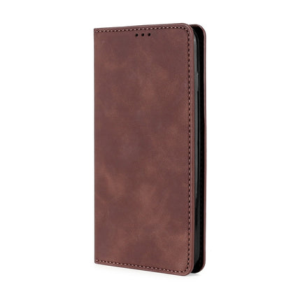 For Xiaomi Redmi 12 4G Skin Feel Magnetic Leather Phone Case(Dark Brown) - Xiaomi Cases by PMC Jewellery | Online Shopping South Africa | PMC Jewellery | Buy Now Pay Later Mobicred