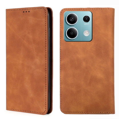 For Xiaomi Redmi Note 13 4G Skin Feel Magnetic Leather Phone Case(Light Brown) - Note 13 Cases by PMC Jewellery | Online Shopping South Africa | PMC Jewellery | Buy Now Pay Later Mobicred