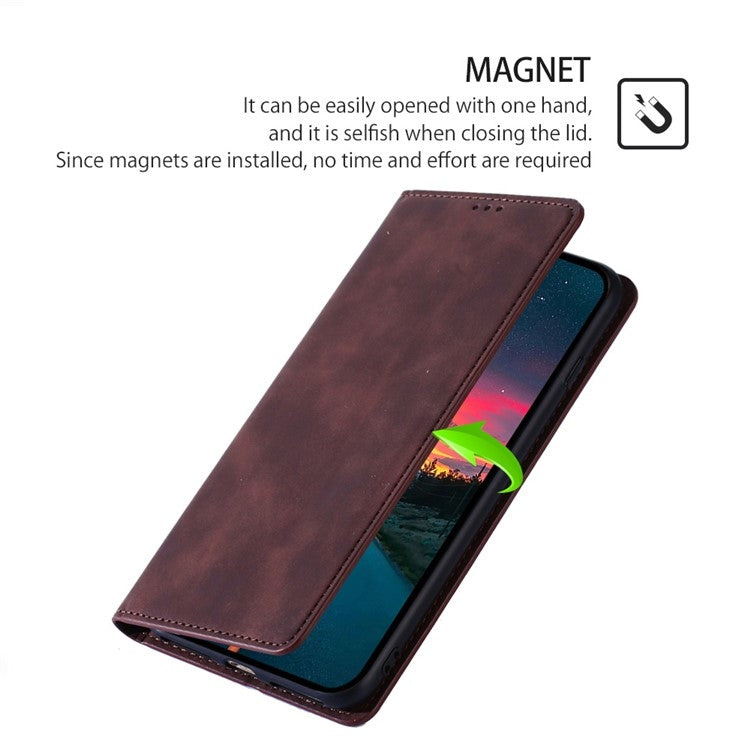 For Xiaomi Redmi Turbo 3 5G Skin Feel Magnetic Leather Phone Case(Dark Brown) - 13 Ultra Cases by PMC Jewellery | Online Shopping South Africa | PMC Jewellery | Buy Now Pay Later Mobicred