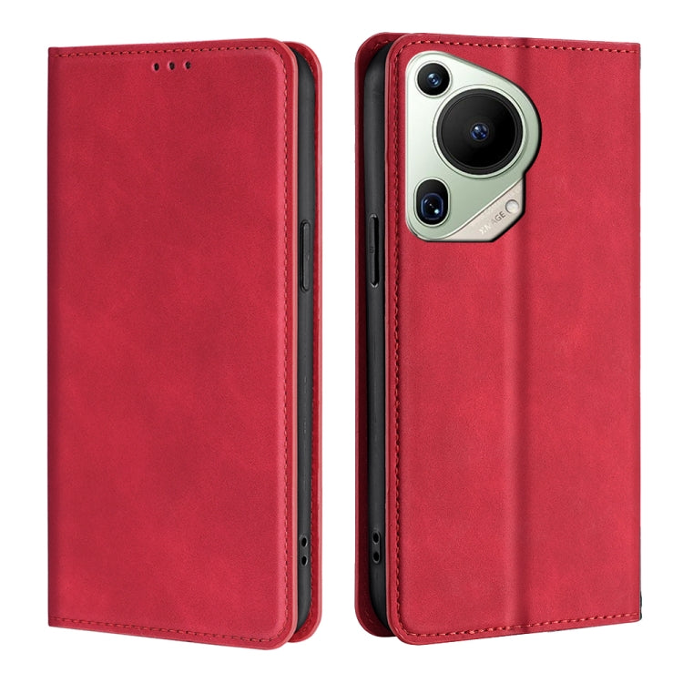 For Huawei Pura 70 Ultra Skin Feel Magnetic Leather Phone Case(Red) - Huawei Cases by PMC Jewellery | Online Shopping South Africa | PMC Jewellery | Buy Now Pay Later Mobicred