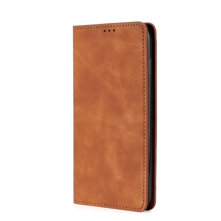 For Nokia C22 Skin Feel Magnetic Leather Phone Case(Light Brown) - Nokia Cases by PMC TechLife | Online Shopping South Africa | PMC TechLife
