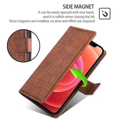 For Huawei Pura 70 5G Skin Feel Crocodile Magnetic Clasp Leather Phone Case(Brown) - Huawei Cases by PMC Jewellery | Online Shopping South Africa | PMC Jewellery | Buy Now Pay Later Mobicred