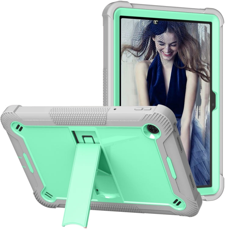 For TCL Tab 10 5G Shockproof Silicone Hybrid PC Tablet Case with Holder(Mint Green + Grey) - free shipping - PMC TechLife - Order now!
