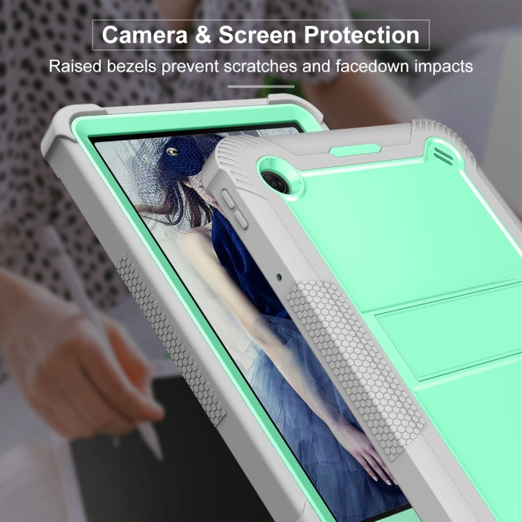 For TCL Tab 10 5G Shockproof Silicone Hybrid PC Tablet Case with Holder(Mint Green + Grey) - free shipping - PMC TechLife - Order now!