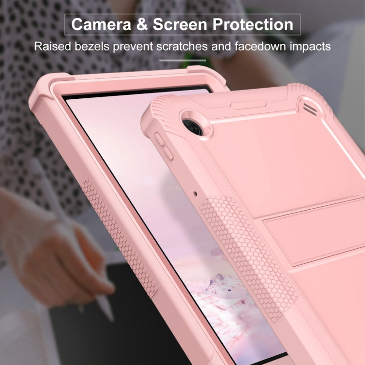 For TCL Tab 10 5G Shockproof Silicone Hybrid PC Tablet Case with Holder(Rose Gold) - Others by PMC TechLife | Online Shopping South Africa | PMC TechLife | Buy Now Pay Later Mobicred