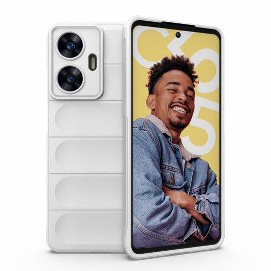 For Realme C55 4G Magic Shield TPU + Flannel Phone Case(White) - Realme Cases by PMC Jewellery | Online Shopping South Africa | PMC Jewellery | Buy Now Pay Later Mobicred