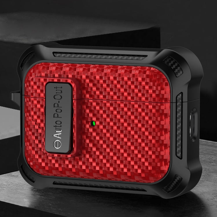 For AirPods 3 Alpha Carbon Fiber Wireless Bluetooth Earphone Protective Case(Red) - For AirPods 3 by PMC Jewellery | Online Shopping South Africa | PMC Jewellery | Buy Now Pay Later Mobicred