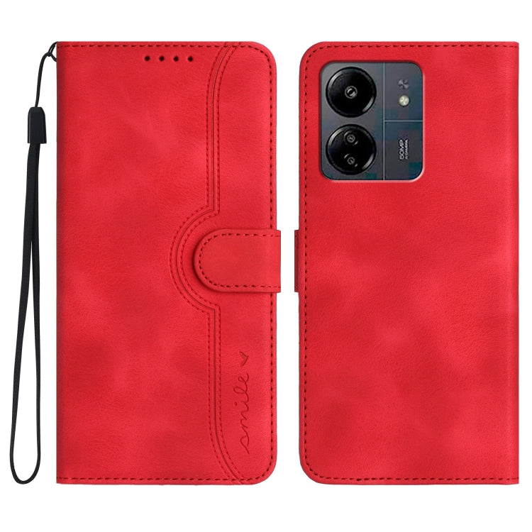 For Xiaomi Redmi 13C Heart Pattern Skin Feel Leather Phone Case(Red) - 13C Cases by PMC TechLife | Online Shopping South Africa | PMC TechLife | Buy Now Pay Later Mobicred