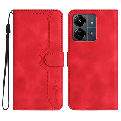 For Xiaomi Redmi 13C Heart Pattern Skin Feel Leather Phone Case(Red) - 13C Cases by PMC Jewellery | Online Shopping South Africa | PMC Jewellery | Buy Now Pay Later Mobicred