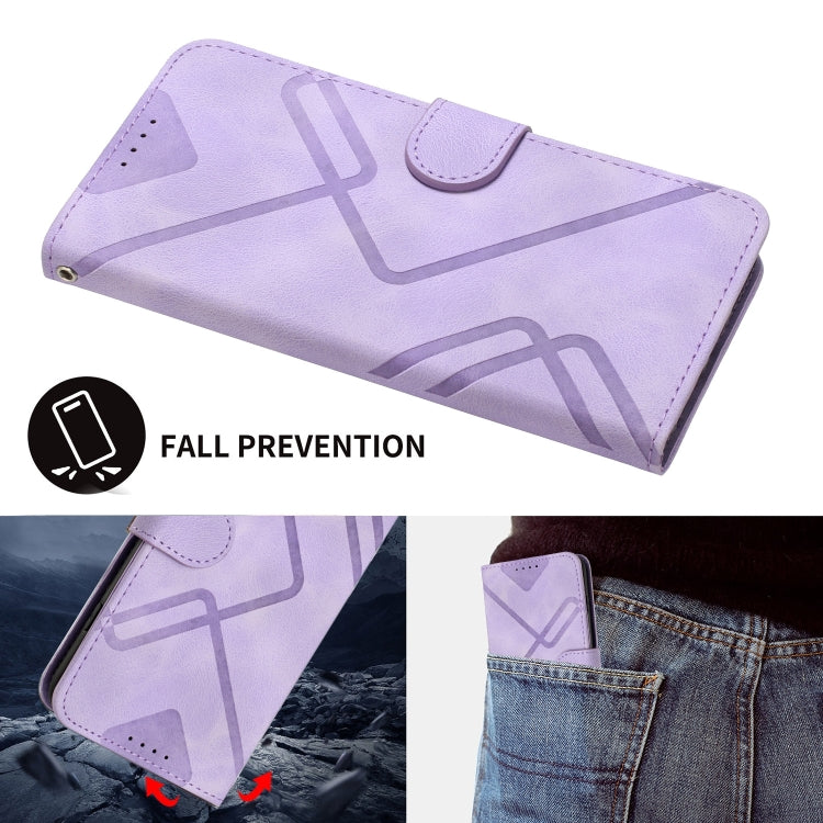 For Google Pixel 9 Pro Line Pattern Skin Feel Leather Phone Case(Light Purple) - Google Cases by PMC TechLife | Online Shopping South Africa | PMC TechLife | Buy Now Pay Later Mobicred