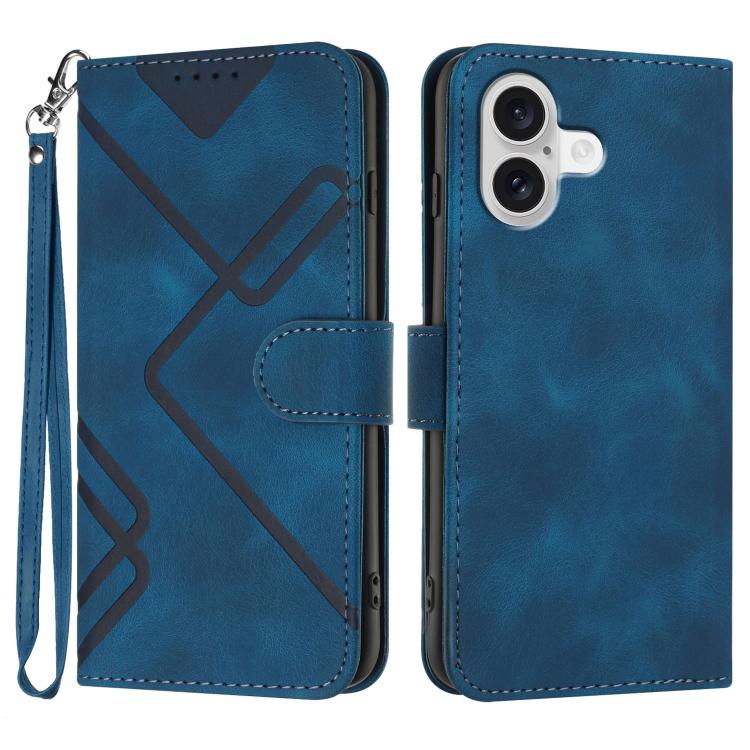 For iPhone 17 Line Pattern Skin Feel Leather Phone Case(Royal Blue) - free shipping - PMc TechLife - Order now!