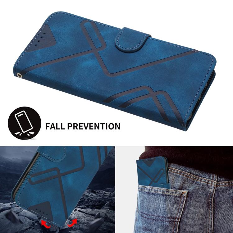 For iPhone 17 Line Pattern Skin Feel Leather Phone Case(Royal Blue) - free shipping - PMc TechLife - Order now!