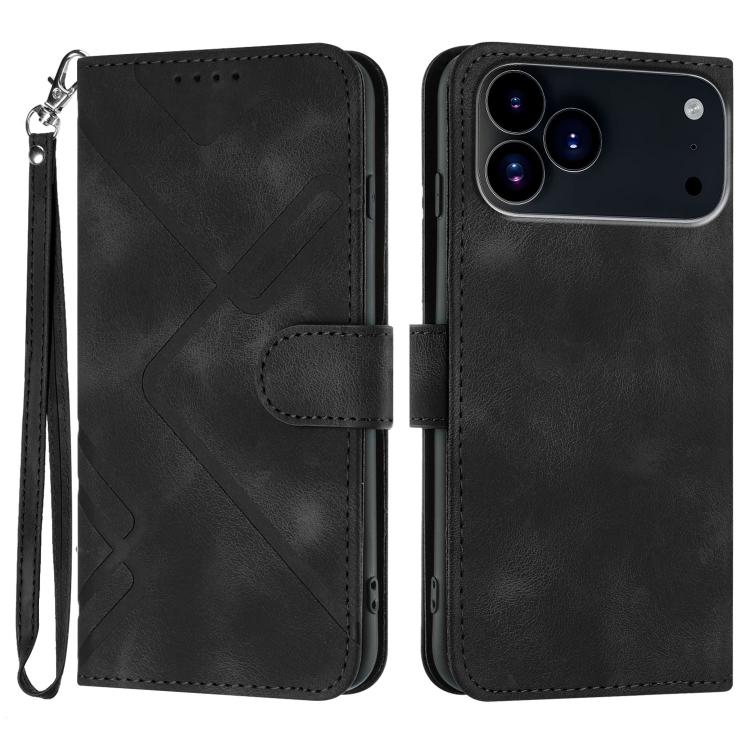 For iPhone 17 Pro Line Pattern Skin Feel Leather Phone Case(Black) - free shipping - PMc TechLife - Order now!