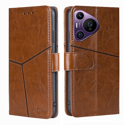 For Huawei Pura 70 Pro / 70 Pro+ 5G Geometric Stitching Leather Phone Case(Light Brown) - Huawei Cases by PMC Jewellery | Online Shopping South Africa | PMC Jewellery | Buy Now Pay Later Mobicred