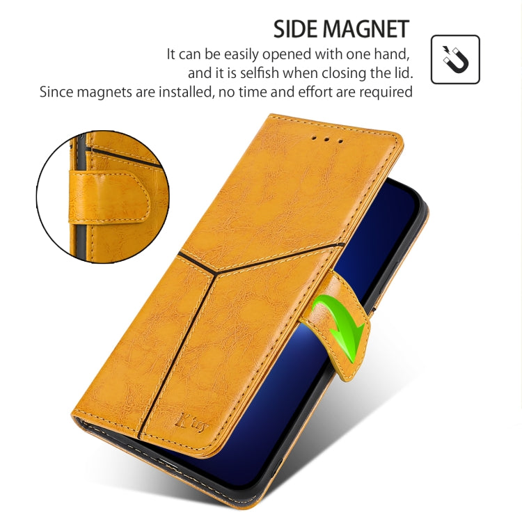 For Honor Magic6 Pro Geometric Stitching Leather Phone Case(Yellow) - Honor Cases by PMC Jewellery | Online Shopping South Africa | PMC Jewellery | Buy Now Pay Later Mobicred