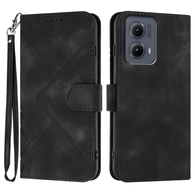 For Motorola Edge 5G 2024 Line Pattern Skin Feel Leather Phone Case(Black) - Motorola Cases by PMC Jewellery | Online Shopping South Africa | PMC Jewellery | Buy Now Pay Later Mobicred