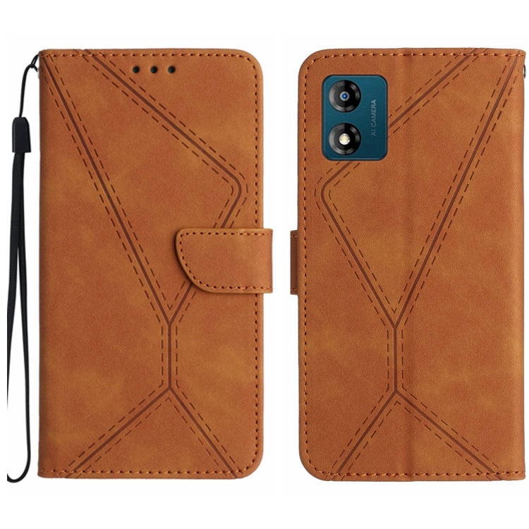 For Motorola Moto E13 4G Stitching Embossed Leather Phone Case(Brown) - free shipping - PMC TechLife - Order now!