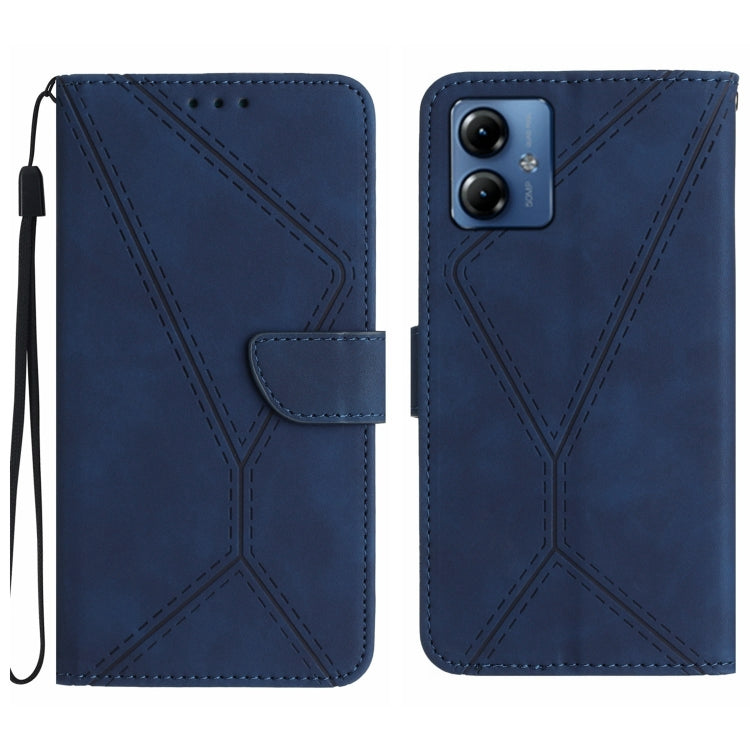 For Motorola Moto G14 Stitching Embossed Leather Phone Case(Blue) - free shipping - PMC TechLife - Order now!