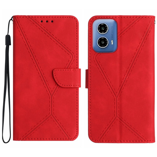 For Motorola Moto G34 5G Stitching Embossed Leather Phone Case(Red) - Motorola Cases by PMC Jewellery | Online Shopping South Africa | PMC Jewellery | Buy Now Pay Later Mobicred