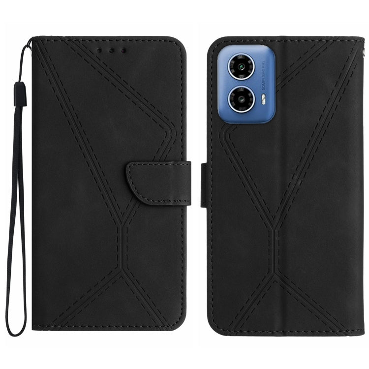 For Motorola Moto G34 5G Stitching Embossed Leather Phone Case(Black) - Motorola Cases by PMC TechLife | Online Shopping South Africa | PMC TechLife | Buy Now Pay Later Mobicred