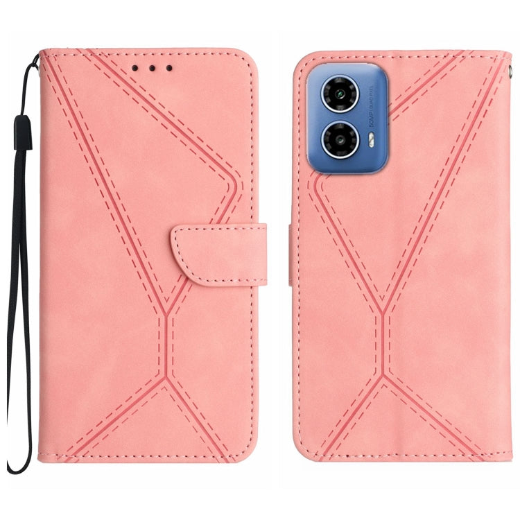 For Motorola Moto G04 / G24 Stitching Embossed Leather Phone Case(Pink) - Motorola Cases by PMC Jewellery | Online Shopping South Africa | PMC Jewellery | Buy Now Pay Later Mobicred