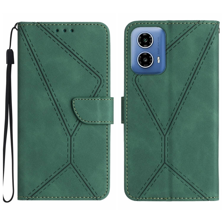 For Motorola Moto G04 / G24 Stitching Embossed Leather Phone Case(Green) - Motorola Cases by PMC TechLife | Online Shopping South Africa | PMC TechLife | Buy Now Pay Later Mobicred