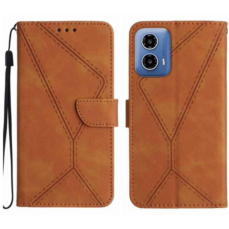 For Motorola Moto G Stylus 5G 2024 Stitching Embossed Leather Phone Case(Brown) - Motorola Cases by PMC TechLife | Online Shopping South Africa | PMC TechLife | Buy Now Pay Later Mobicred