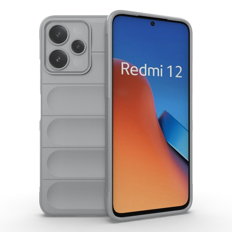 For Xiaomi Redmi 12 5G Magic Shield TPU + Flannel Phone Case(Grey) - Xiaomi Cases by PMC Jewellery | Online Shopping South Africa | PMC Jewellery | Buy Now Pay Later Mobicred