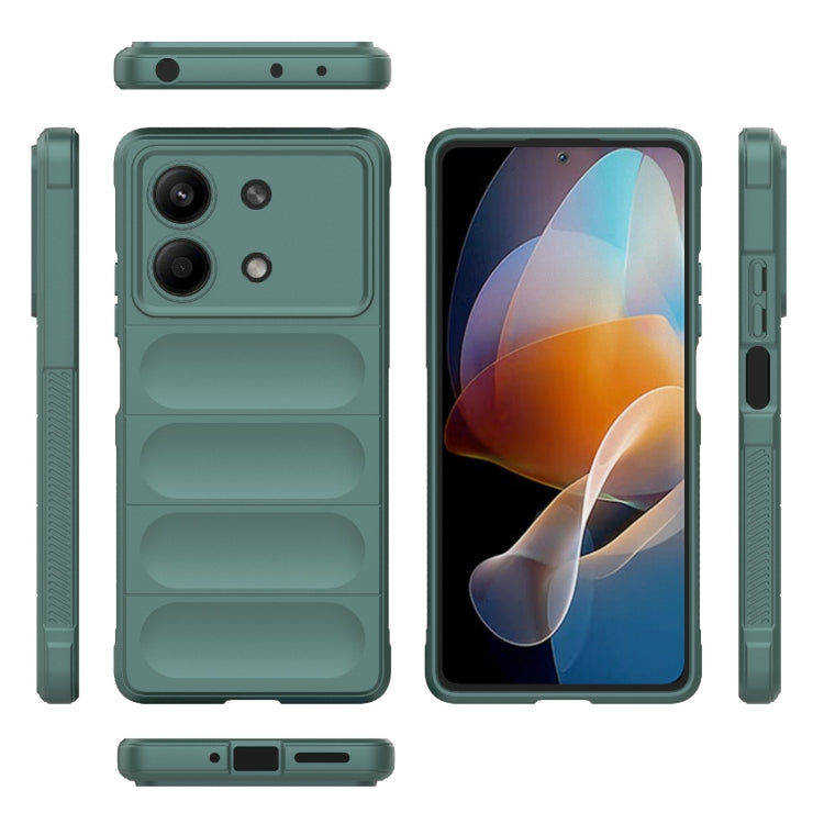 For Xiaomi Redmi Note 13R Pro 5G Magic Shield TPU + Flannel Phone Case(Dark Green) - Xiaomi Cases by PMC TechLife | Online Shopping South Africa | PMC TechLife | Buy Now Pay Later Mobicred
