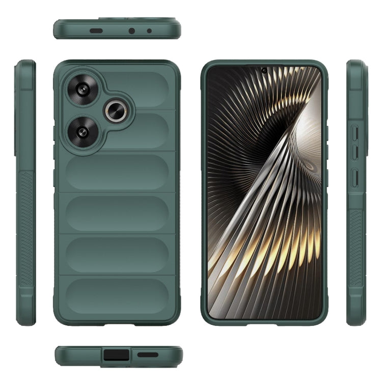 For Xiaomi Redmi Turbo 3 5G Magic Shield TPU + Flannel Phone Case(Dark Green) - Xiaomi Cases by PMC TechLife | Online Shopping South Africa | PMC TechLife | Buy Now Pay Later Mobicred