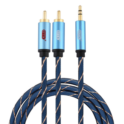 EMK 3.5mm Jack Male to 2 x RCA Male Gold Plated Connector Speaker Audio Cable, Cable Length:1.5m(Dark Blue) - Audio Optical Cables by EMK | Online Shopping South Africa | PMC Jewellery | Buy Now Pay Later Mobicred